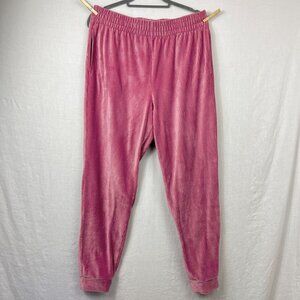 Ribbed Velour Pull On Joggers Womens L Disco Casual Bubblegum Pink Barbie Retro